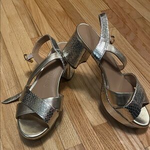 Aerosoles gold disco platform heels